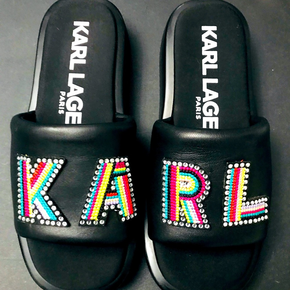 KARL LAGERFELD PARIS WOMEN OPAL SANDALS. CLASSY DESIGN FOR COMFORT. NEW SIZE 10